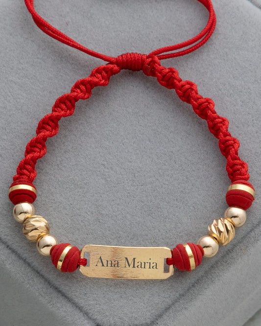 Red Bracelet Engraved with 5mm 6mm Smooth and Italian Beads