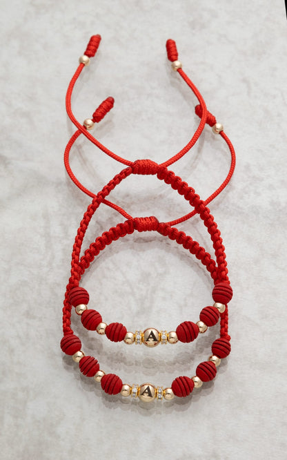 Red Bracelet Engraved with 4mm Smooth Beads