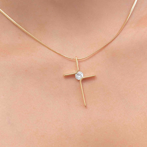 Crystal zircon cross pendant 3cm