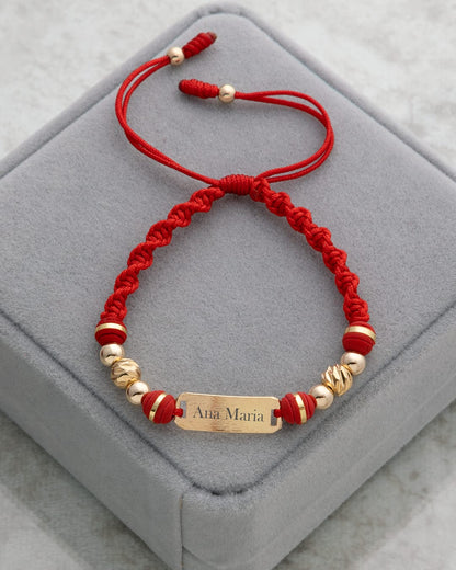 Red Bracelet Engraved with 5mm 6mm Smooth and Italian Beads