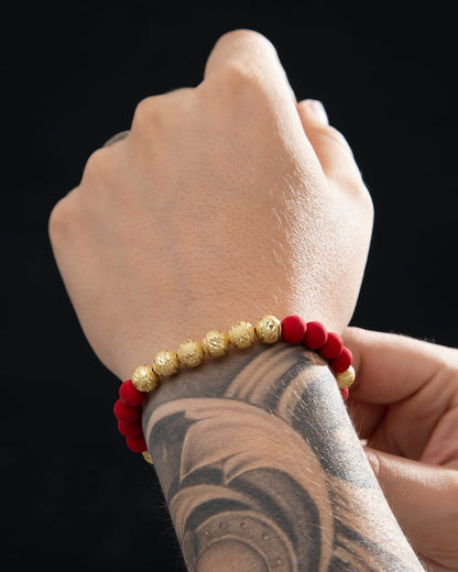 Red bracelet with 8mm shiny beads