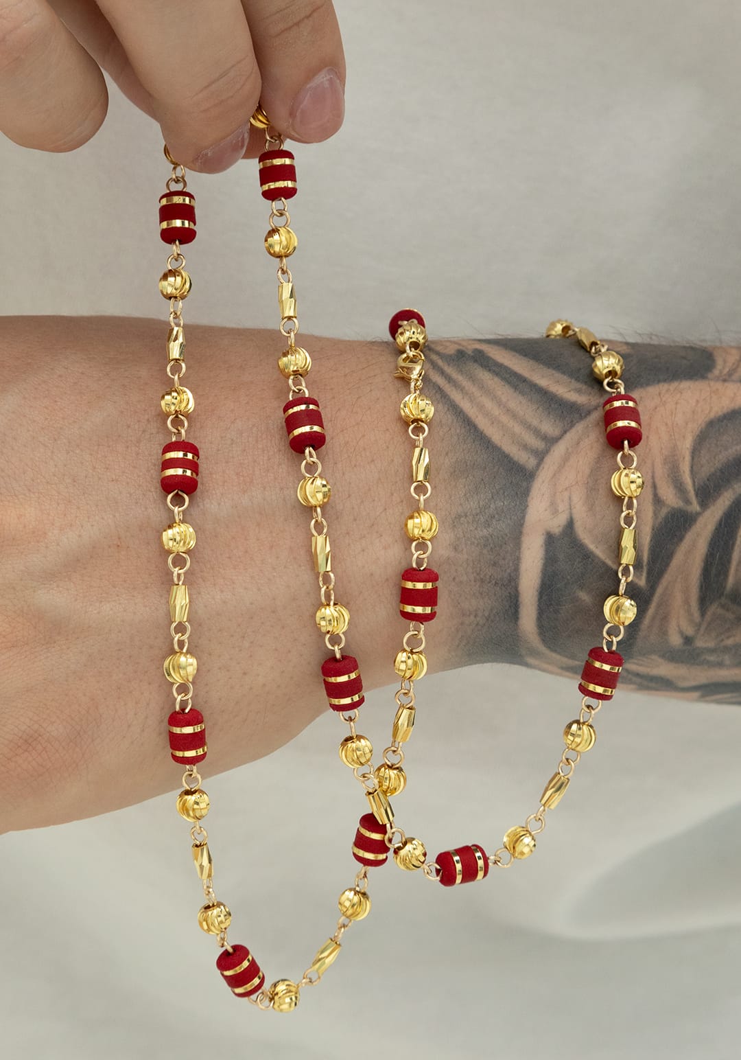 Red rustic chain 65cm length and 6mm thickness