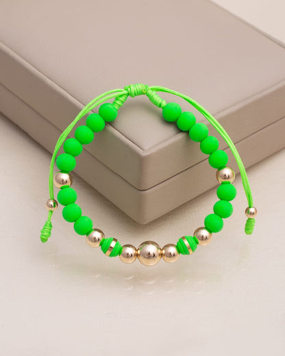 Neon green bracelet smooth 6mm and 8mm beads