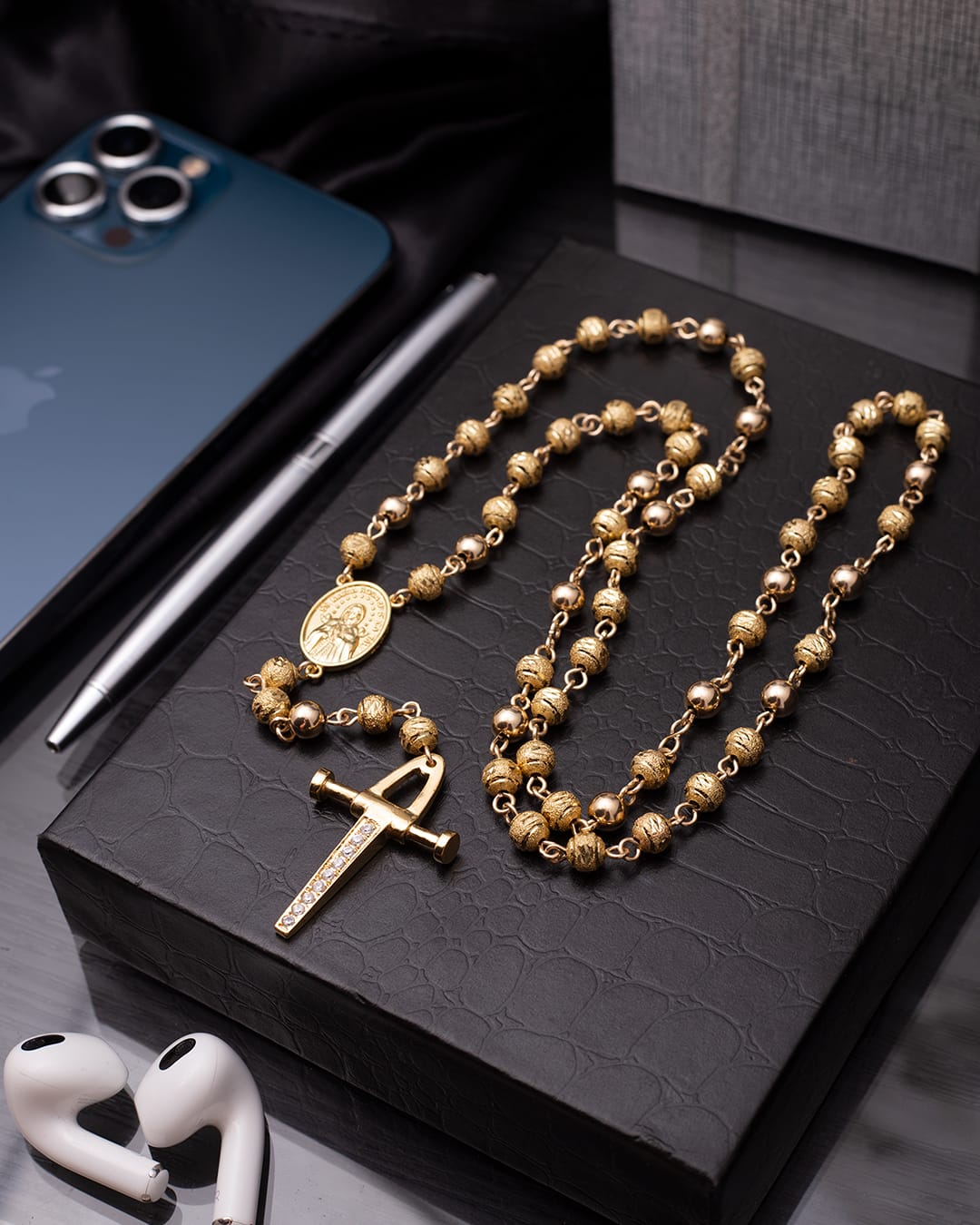 Rosary 65cm length with shiny 6mm beads