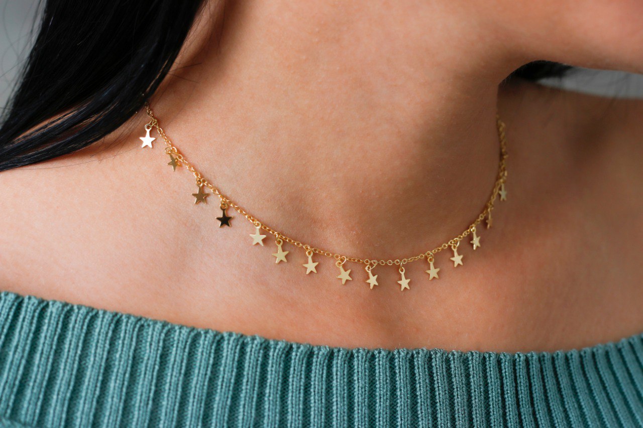 Stars necklace 40cm length and 1.5 thickness