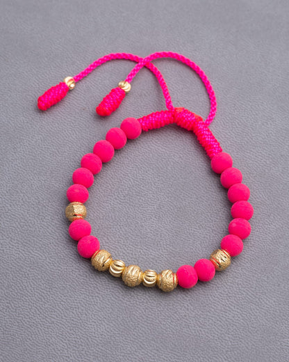 Neon pink bracelet shiny 6mm and Italian 5mm beads