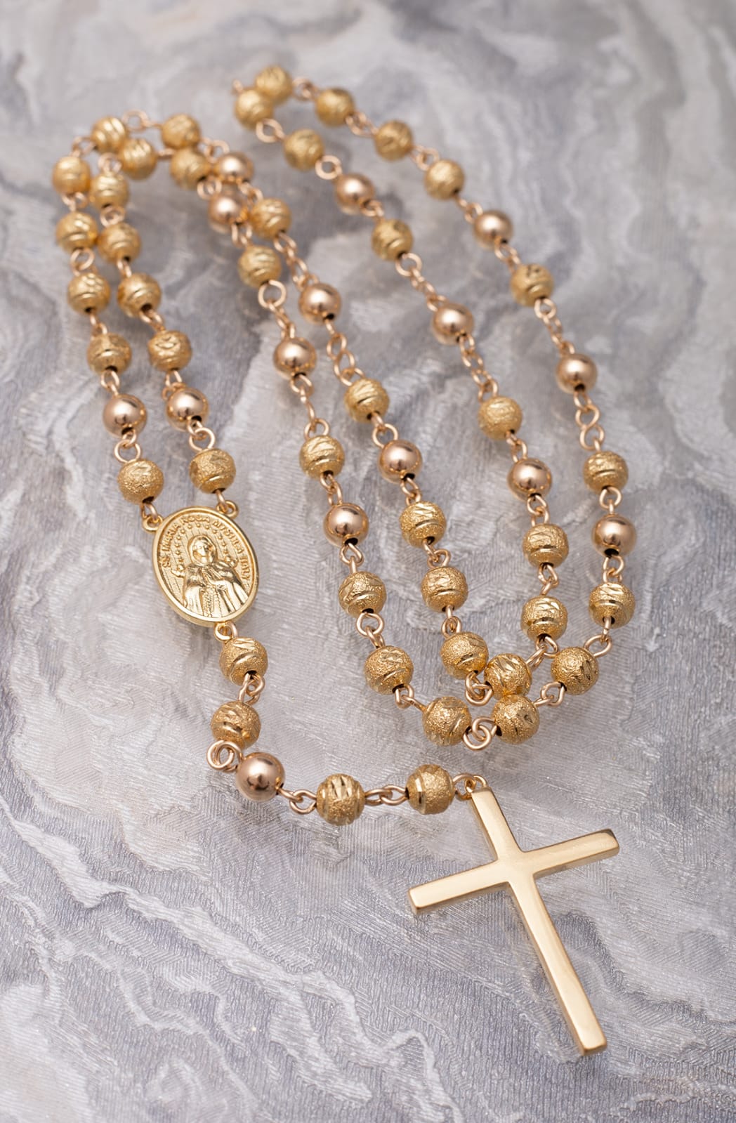 Rosary 65cm length with shiny and smooth 6mm beads