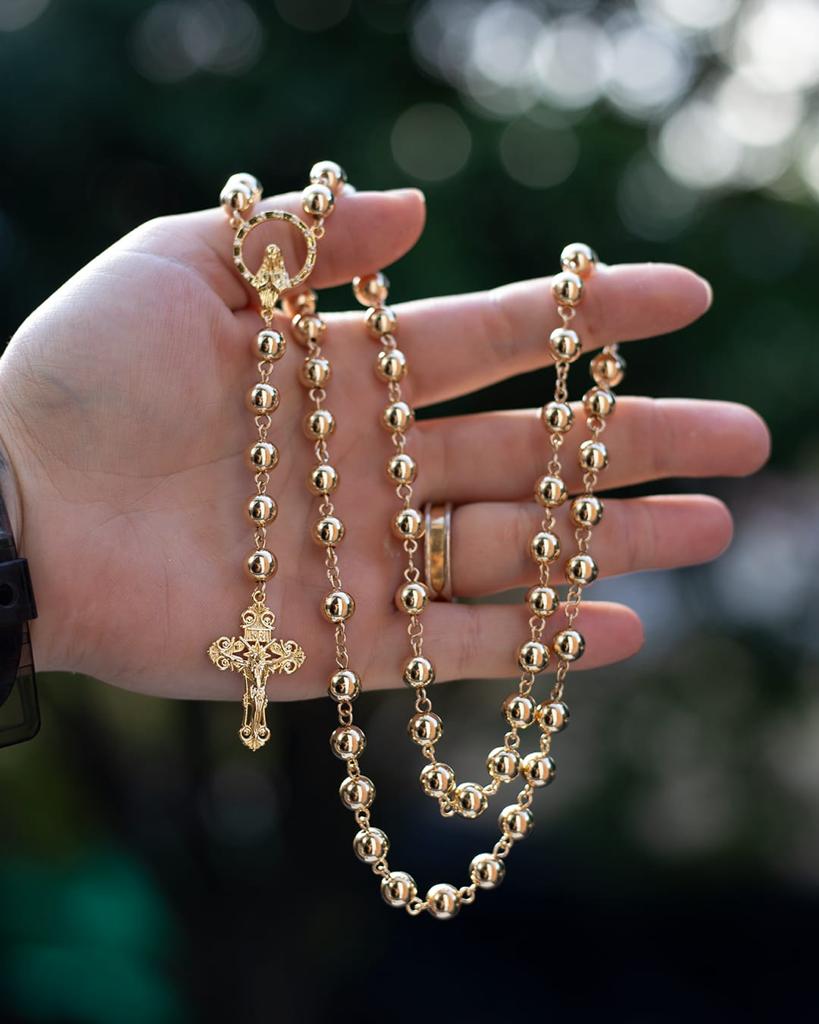 Rosary 65cm length with smooth 7mm beads