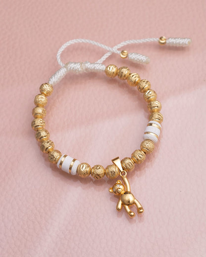 Bear white bracelet shiny 6mm beads