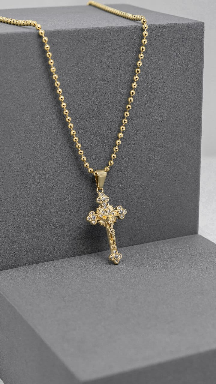 Crucifix with crystal zircons pendant