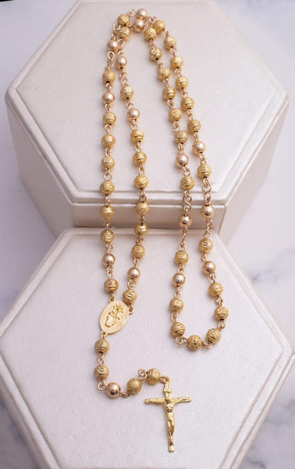 Rosary 65cm length with shiny and smooth 6mm beads