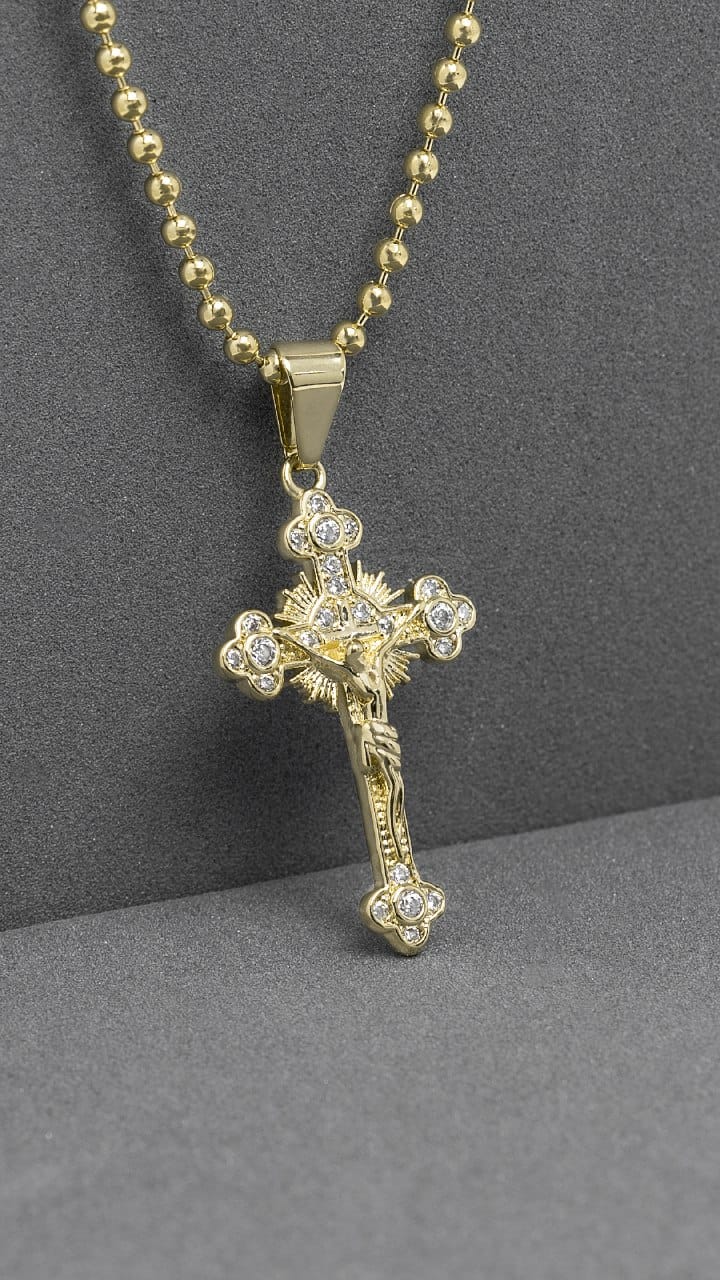 Crucifix with crystal zircons pendant